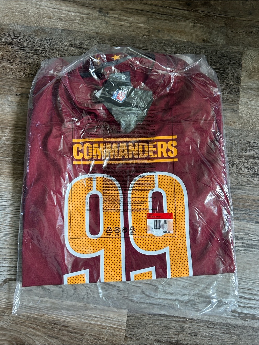 NWT NFL Commanders Maroon & Gold '99' Football Jersey LARGE/XL - Picture 3 of 5